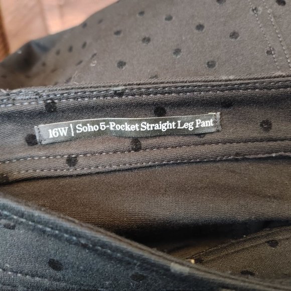 Talbot's Women's Black Polka Dot Soho 5-Pocket Straight Leg Pant 16W - Picture 6 of 6